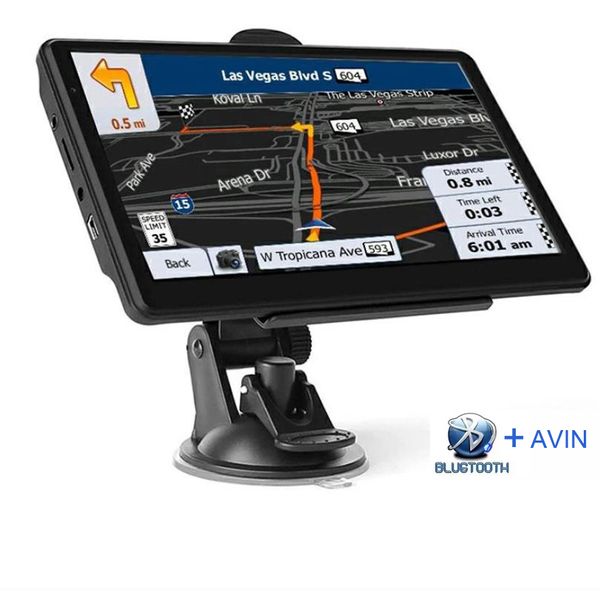 Navigateur GPS de voiture HD 7 pouces Bluetooth AVIN Auto NAVI 8 Go + 256 Go Navigation de conduite vocale avec les dernières cartes du monde Europe Amérique du Sud États-Unis Moyen-Orient