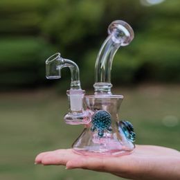 7 Pouces Coloré En Stock Unique Haute Qualité Tortue Narguilé Barboteur Bent Type Verre Épais Bong Plate-Forme Pétrolière Fumer Des Conduites D'eau Dab Rigs avec joint de 14mm