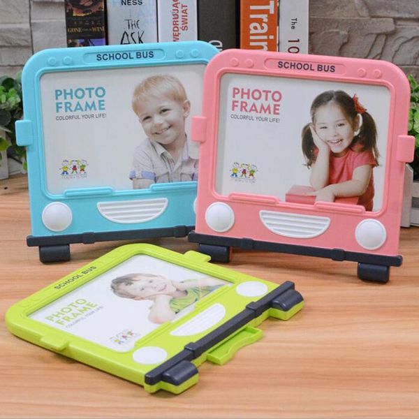 7 pouces Creative School Bus Photos Cadres En Plastique Enfants Enfants Cadre Photo Bureau Table Décor ZC0823