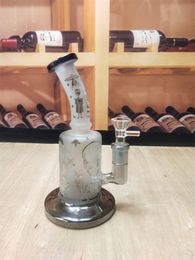 El tubo de agua que fuma de la cachimba de cristal mate gris de 7 pulgadas Bong Bongs Tubos embriagadores Tamaño 14 mm Tazón común