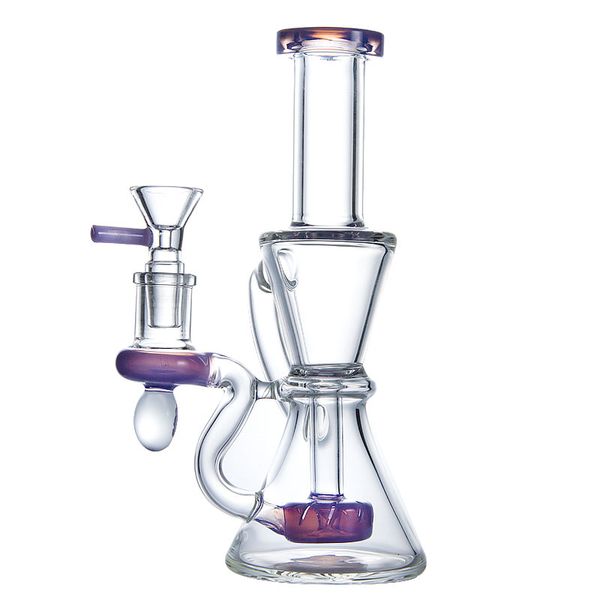 Hookahs de 7 pulgadas Bongas de vidrio con cabeza con cabezal de ducha Perc reciclador Fab Fab Percolador Percolador Rigs Dab Tip Tip Tip Subgin de 14 mm Junta de 4 mm de 4 mm con tazón