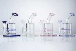 7 pouces Narguilés Mini Petit 5mm D'huile Dab Rigs Nid D'abeille Perc Rose Bleu Verre Clair Bongs 14mm Tuyaux D'eau Joints Avec Bol Enivrant1715067