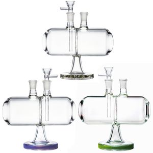 7 pulgadas Infinity Waterfall Bong Tubos de agua de vidrio de gravedad invertible 14 mm Aceite de juntas hembra Plataformas Dab Clear Green Purple Bong con tazón