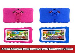 7 inch kindertablet pc met houder quad core kinderen laptop Android 44 allwinner educatieve app wifi ips scherm beschermde cover8540021