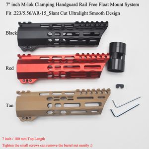 7'' inch M-lok Clamping Handguard Rail Slant Cut Ultralight Slim Free Float Mount System Black/Red/Tan Color