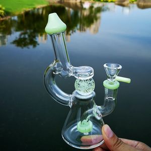 7 pouces mini narguilés lueur unique dans le noir boule bangs en verre tête de montre inversée percolateur conduites d'eau petits dab rigs vert violet avec bol de joint de 14 mm