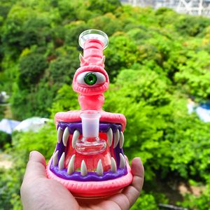 7 pouces monstre verre bong narguilé rose épais main peinture verre conduite d'eau