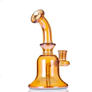 7 Inch Plating Golden Yellow Color Design Glass Hookah Bong Water Pijpen Dab Rig met 14mm-verbinding
