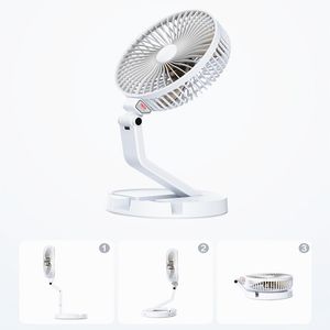 Ventilateur de bureau pliable Portable de 7 pouces, réglable avec batterie Rechargeable USB de 2600 mAh et lampe intégrée pour pique-nique au bureau et à la maison