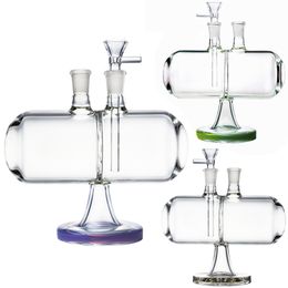 7 pouces Samll Hookahs Unique Infinity Cascade Bongs Tuyaux d'eau en verre à gravité inversible 14mm Femelle Joint Huile Dab Rigs Clair Vert Violet Bong Avec Bol