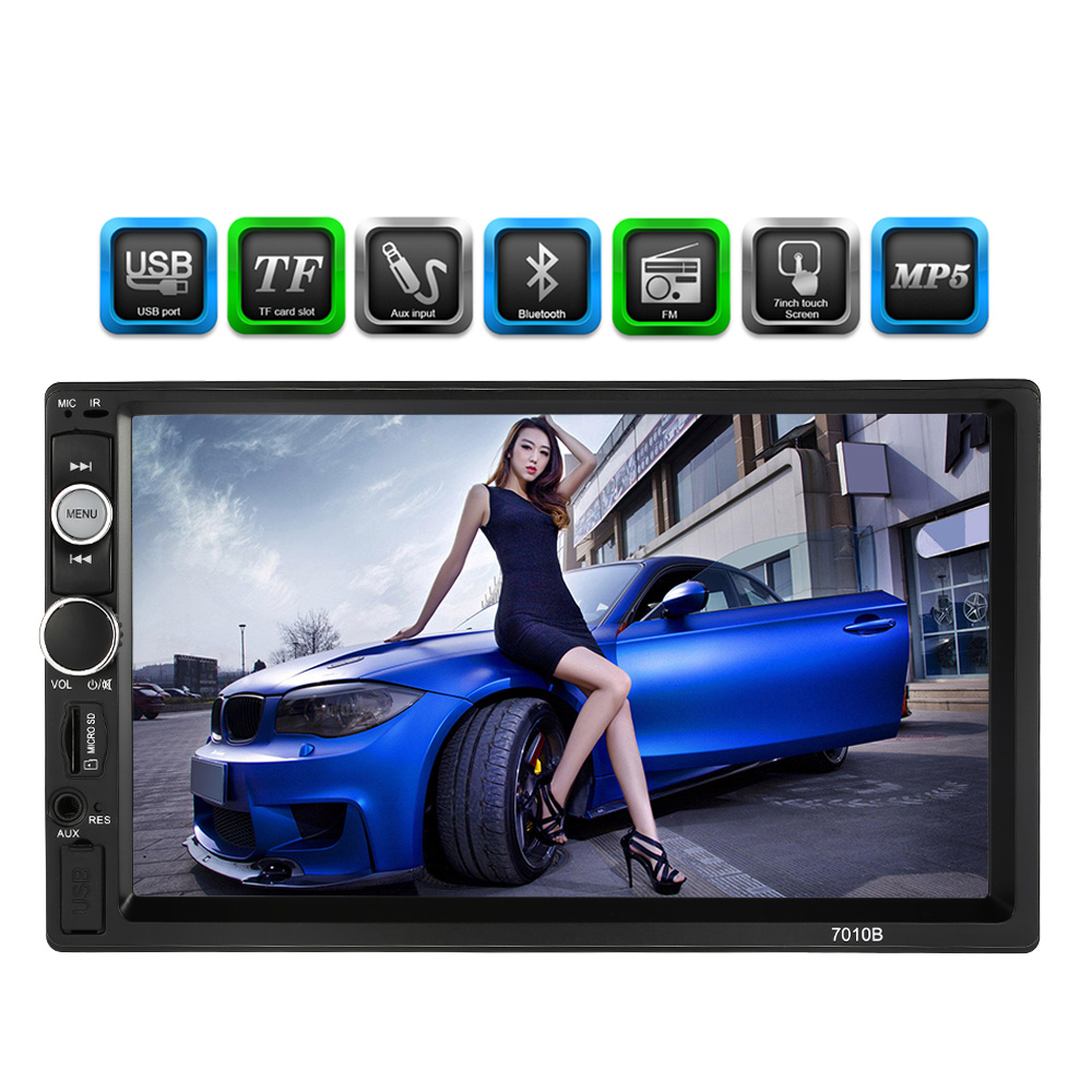 7インチユニバーサル2 DIN HD Bluetooth Car Autoradio MP5プレーヤーマルチメディアラジオエンターテイメントUSB/TF FM AUX入力カーDVD