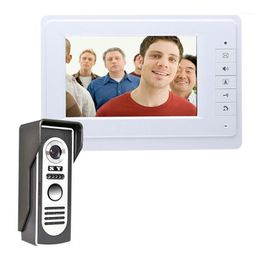 Timbres de puerta Sistema de intercomunicación con videoportero con cable de 7 pulgadas LCD en color con timbre digital a prueba de agua Visor de cámara IR Visión nocturna (enchufe de EE. UU.) 1