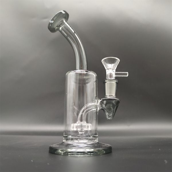 7 pulgadas de vidrio gris Bong Recycler Glass Water Bong Pipes Joint Tobacco Hookah 14mm Bowl Almacén local