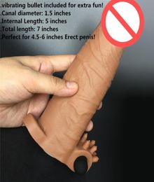 7 inches l Dikke realistische penismouwen met kogel trillende penisvergroting verlengde penis extender seksspeelgoed voor man4397845