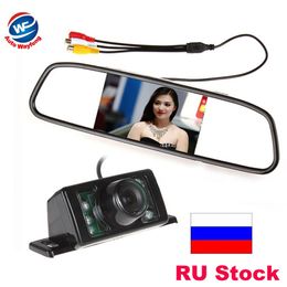 7 IR Night Vision Cámara de respaldo de marcha atrás para automóvil + Kit de estacionamiento con pantalla TFT LCD de 4.3 "Monitor de espejo retrovisor para automóvil