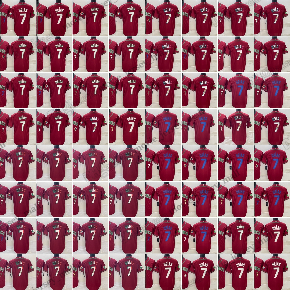 7 Julio Urias 2023 Camisetas de béisbol Copa del mundo Color a juego Rojo Camisas cosidas Hombres Talla S--XXXL