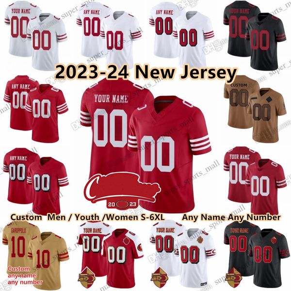 Brock Purdy 2024 Maillots de patch de champion de football personnalisés 23 Christian McCaffrey 11 Brandon Aiyuk 54 Fred Warner 7 Charvarius Ward 14 Sam Darnold 19 Deebo Samuel Mason