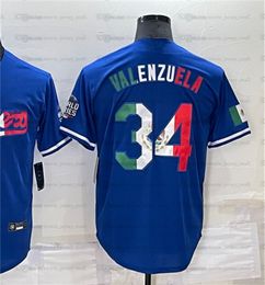 7 Julio Urias Jersey de béisbol 50 Mookie Betts 34 Fernando Valenzuela Dodgers City Azul Negro Jerseys cosidos en blanco