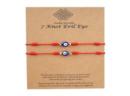 7 noeuds bleu mauvais œil Bracelet papier carte Bracelet réglable chanceux rouge chaîne Bracelets Couple bijoux amitié Bracelet 2PscS5460827