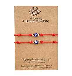 7 nœuds Blue Evil Eye Bracelet Paper Carte Bracelet Réglable Lucky Red String Bracelets Couple Jewelry Friendship Bracelet 2PSCS9309795