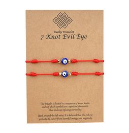 7 nœuds Blue Evil Eye Bracelet Paper Carte Bracelet Réglable Lucky Red String Bracelets Couple Jewelry Friendship Bracelet 2PSCS3486640