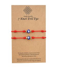 7 nœuds Blue Evil Eye Bracelet Paper Carte Bracelet Réglable Lucky Red String Bracelets Couple Jewelry Friendship Bracelet 2PSCS7631571