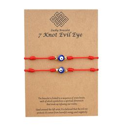 7 nœuds Blue Evil Eye Bracelet Paper Carte Bracelet Réglable Lucky Red String Bracelets Couple Jewelry Friendship Bracelet 2PSCS2602448