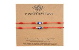 7 nœuds Blue Evil Eye Bracelet Paper Carte Bracelet Réglable Lucky Red String Bracelets Couple Jewelry Friendship Bracelet 2PSCS1902768