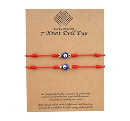 7 nœuds Blue Evil Eye Bracelet Paper Carte Bracelet Réglable Lucky Red String Bracelets Couple Jewelry Friendship Bracelet 2PSCS9389600