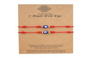 7 nœuds Blue Evil Eye Bracelet Paper Carte Bracelet Réglable Lucky Red String Bracelets Couple Jewelry Friendship Bracelet 2PSCS8426556