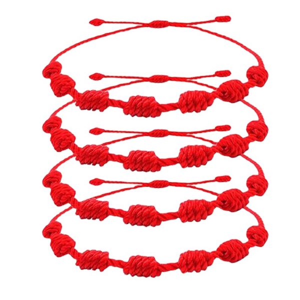 Bracelet Corde Rouge 7 Noeuds Bracelet Bonne Chance Amulette Amitié