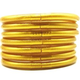 Bracelet en silicone PVC monochromatique à 7 couches, feuille d'or métallique, couleur bonbon, bracelet en gelée