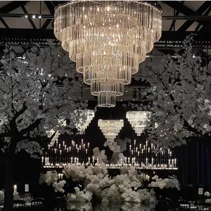 7-laags bruiloft decoratie plafond hanglampen acryl moderne led kroonluchter kristallen hanglamp
