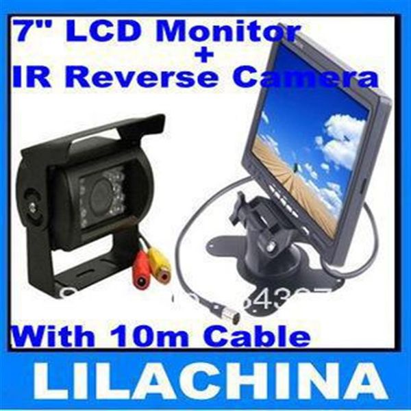 7 Monitor LCD 18 IR Cámara de marcha atrás Kit de vista trasera de coche Cámara de coche con cable de 10 m Sensor de estacionamiento de autobús2691