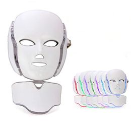 Lichttherapie gezicht Beauty Slimming Machine 7 LED gezichtshalsmasker met microstroom voor huidbleekapparaat dhl gratis verzending