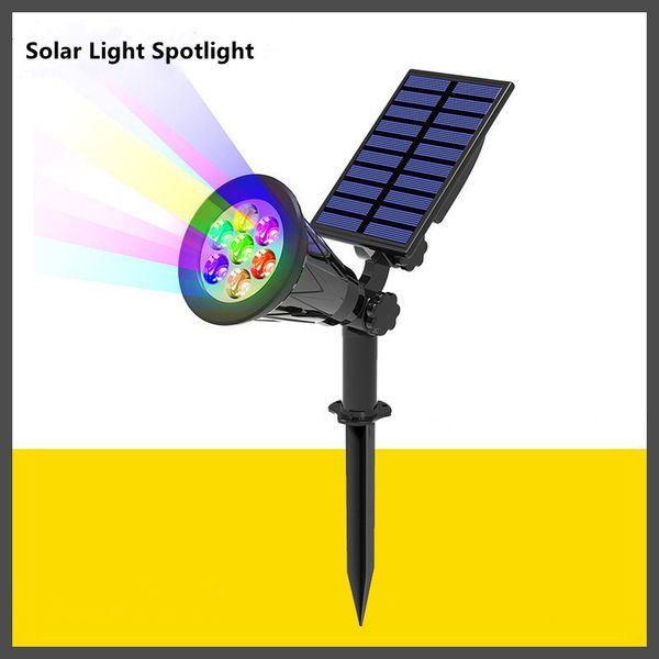 7 LED projecteur à énergie solaire RGB lumières panneau solaire étanche extérieur réglable 7 couleurs éclairage paysage cour jardin séparément lampe