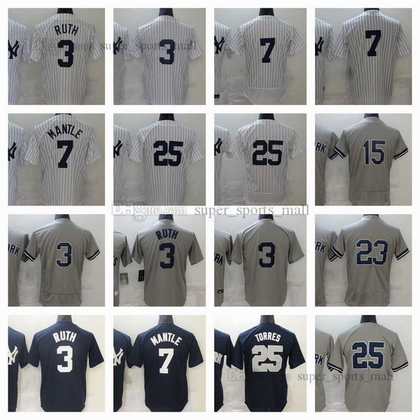 Mantle Baseball Jersey Ruth 3 Thurman Munson 15 Don Mattingly 23 Gleyber 25 Torres 2022 Nouveaux maillots cousus Hommes Femmes Jeunesse