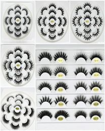 7 paires 6d Faux cils de vison 3D Cils de vison cils naturels faux cils épais extension de cils, plateau de fleurs maquilleur8638747