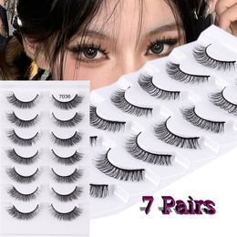 7 Paren valse wimpers Manga Lashes Natural Fake Lashes Fluffy Soft Cross Fairy Little Devil Lashes Extension Makeup Cosmetic