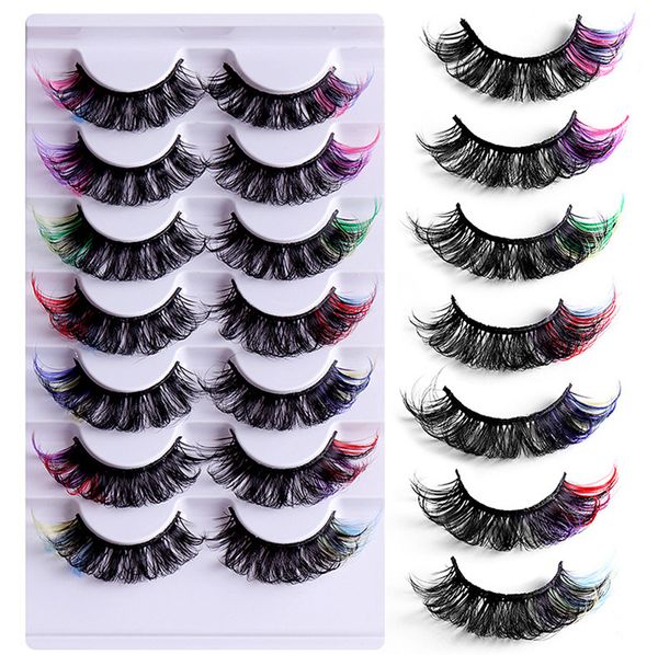 7 paires de faux cils de vison de couleur Soft Light Weight dd curl extension de cils moelleux