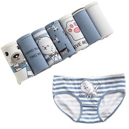 7 PCS / LOT FEMMES PALIES Coton Sous-vêtements mignons Lingeries sexy imprimées CUECA Shorts sous lady Briefs respirant Nouveau LJ200822