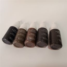 7 PCS Micropigment Tattoo Encre pour maquillage semi-permanent 15 ml / bouteille 3d Lèvres à sourcils Kit de couleur brun rouge