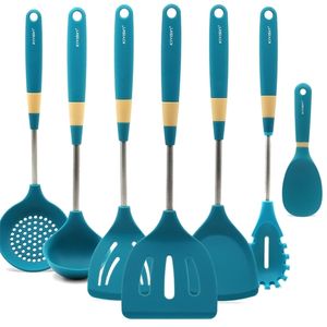 7 PCS NIEUWE SILICONE KEUKENWOEG NUT-Stick Keuken Kookgerei Uitgebreid ontwerp Roestvrijstalen handgreep Keukengerei Sets 201119