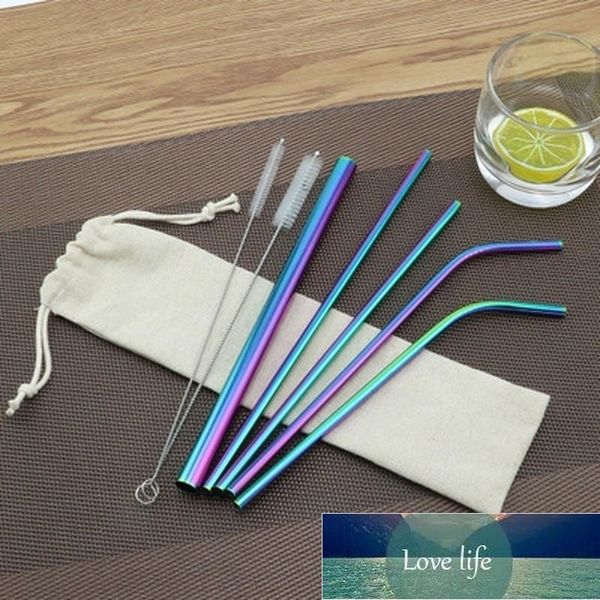 7 pcs plaqué coloré rose doré réutilisable paille de boisson haute qualité 304 en acier inoxydable paille avec brosse plus propre pour mugs prix usine de conception experte qualité