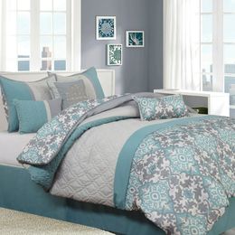 Ensembles de couette 7 pièces, avec jupe de lit, taies décoratives et oreillers décoratifs