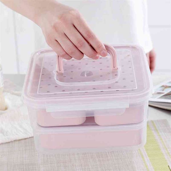 Conjunto de 7 piezas Caja de almuerzo Combinación ecológica Contenedor de almacenamiento de alimentos Microwavable Bento A prueba de fugas Crisper 210423