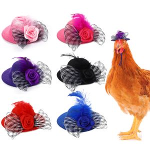 7 piezas de sombreros de pollo, disfraz divertido, casco de pollo, accesorios de Halloween, mini sombrero con correa elástica ajustable para la barbilla para gallina, hámster, conejo (7 colores)