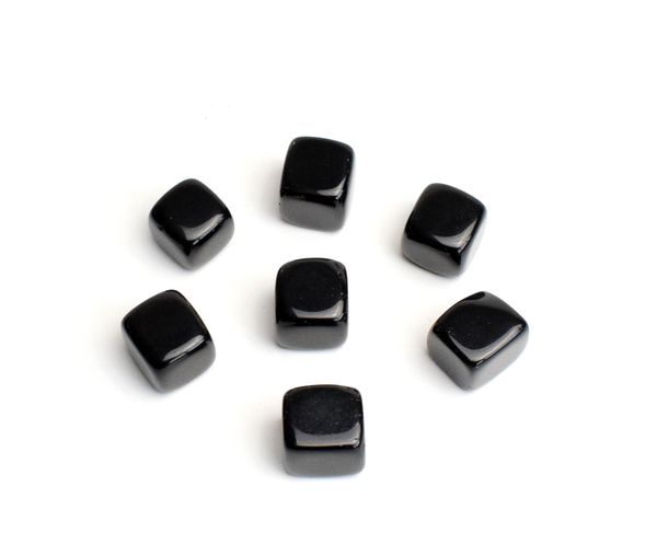 7 piezas de obsidiana negra tallada en cubo natural, piedras semipreciosas curativas de Reiki de cristal con una bolsa gratis