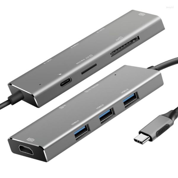 Transmission de données à grande vitesse de concentrateur USB 3.0 portable à 7 ports pour disque dur mobile