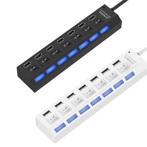 Adaptateur répartiteur USB haute vitesse HUB USB 2.0 à 7 ports avec interrupteur LED pour ordinateur portable de bureau